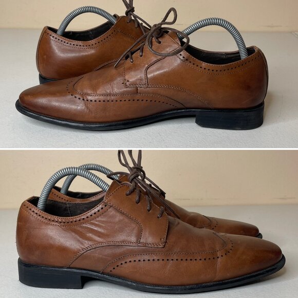 Stacy Adams Mens Leather Wingtip Oxford Shoes Size 9.5 - Picture 3 of 16